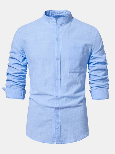 Ian® | Long Sleeved Textured Stand Collar Shirt