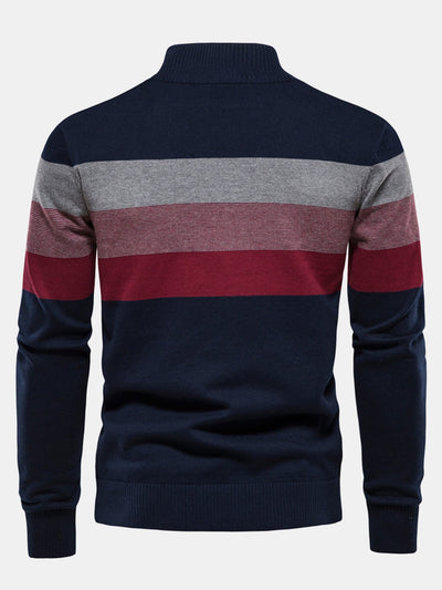 Gracián® | Contrast Stripe Quarter Zip Sweater