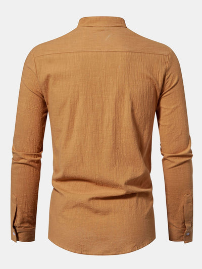 Ian® | Long Sleeved Textured Stand Collar Shirt