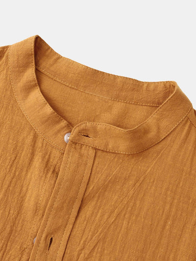 Ian® | Long Sleeved Textured Stand Collar Shirt