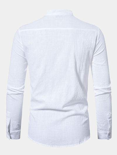 Ian® | Long Sleeved Textured Stand Collar Shirt