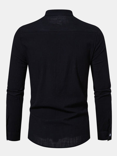 Ian® | Long Sleeved Textured Stand Collar Shirt