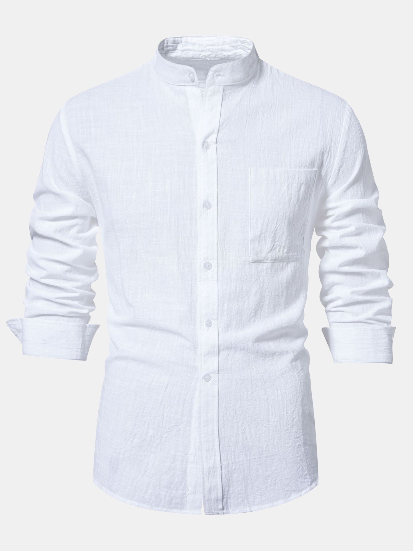 Ian® | Long Sleeved Textured Stand Collar Shirt