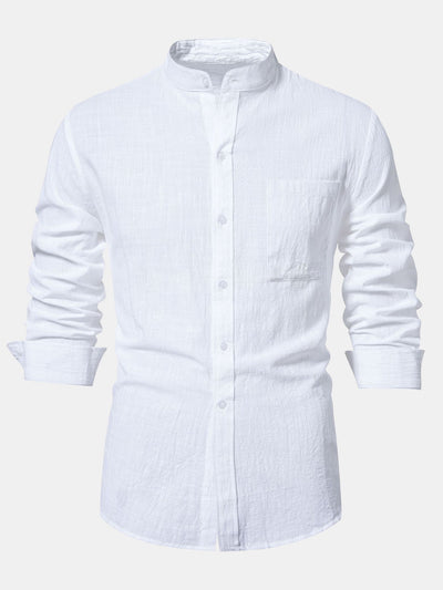 Ian® | Long Sleeved Textured Stand Collar Shirt