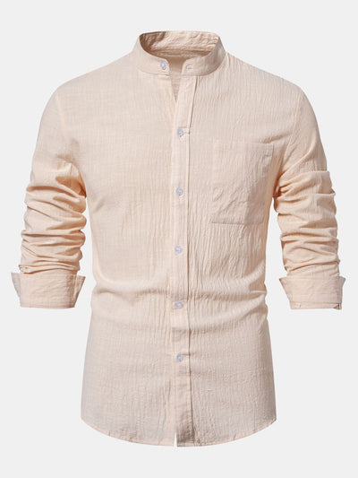 Ian® | Long Sleeved Textured Stand Collar Shirt