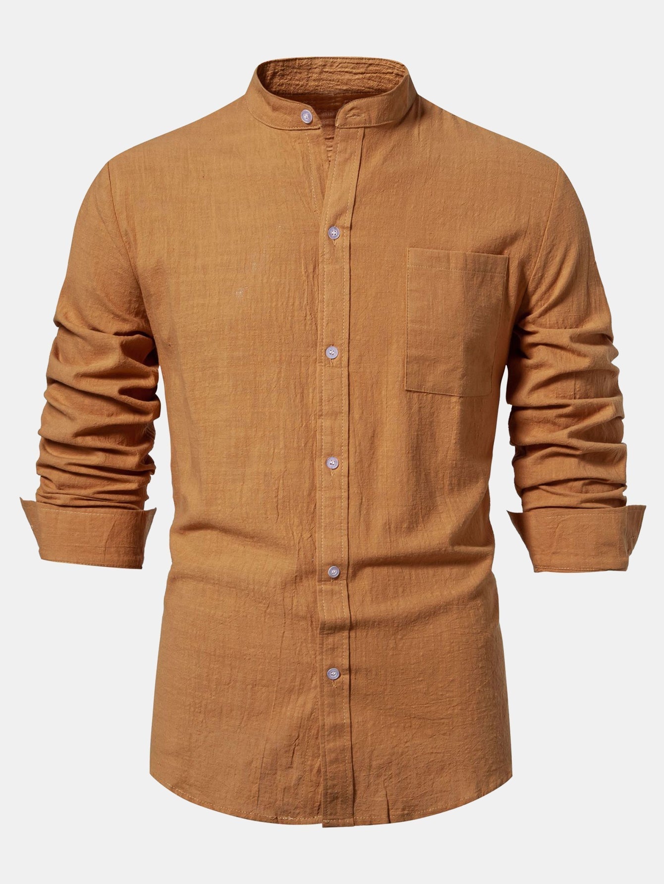 Ian® | Long Sleeved Textured Stand Collar Shirt