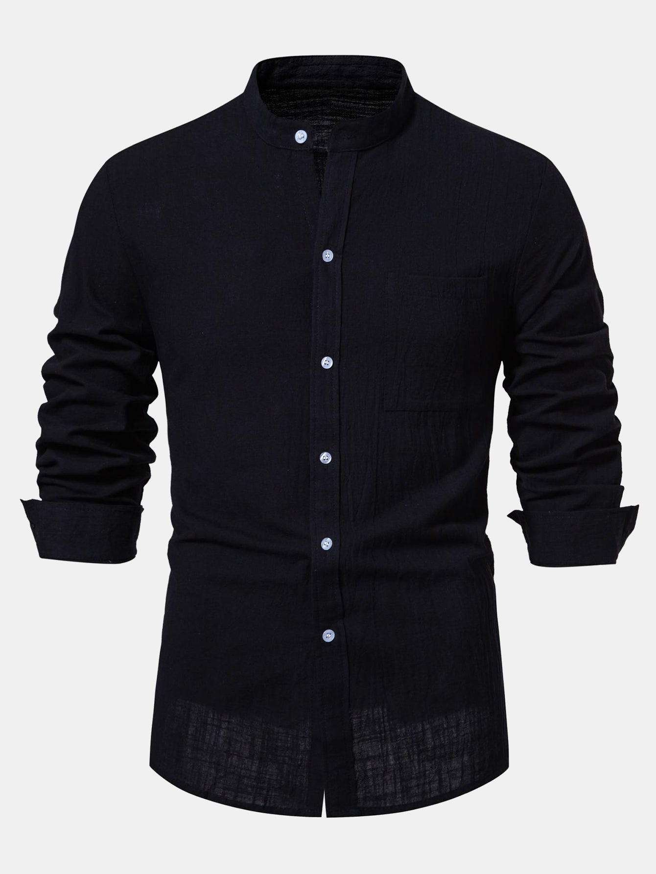 Ian® | Long Sleeved Textured Stand Collar Shirt