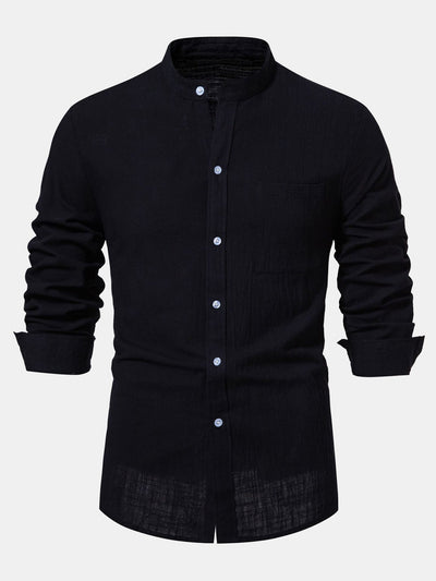 Ian® | Long Sleeved Textured Stand Collar Shirt