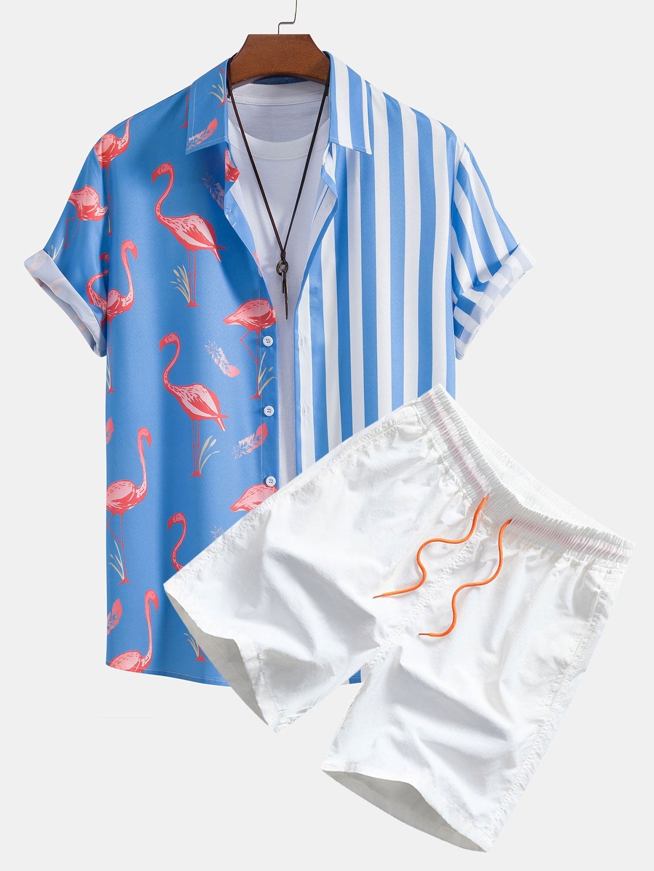 Otalvaro® | Flamingo Stripe Panel Shirt & Swim Shorts