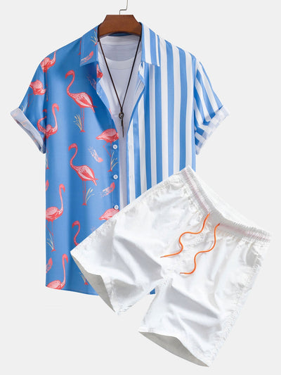 Otalvaro® | Flamingo Stripe Panel Shirt & Swim Shorts