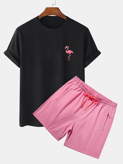 Orion® | Flamingo Print T-Shirt & Swim Shorts