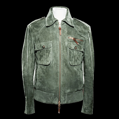 Besart® | Men's Retro Lapel Zipper Breast Pocket Suede Jacket 01953047Z