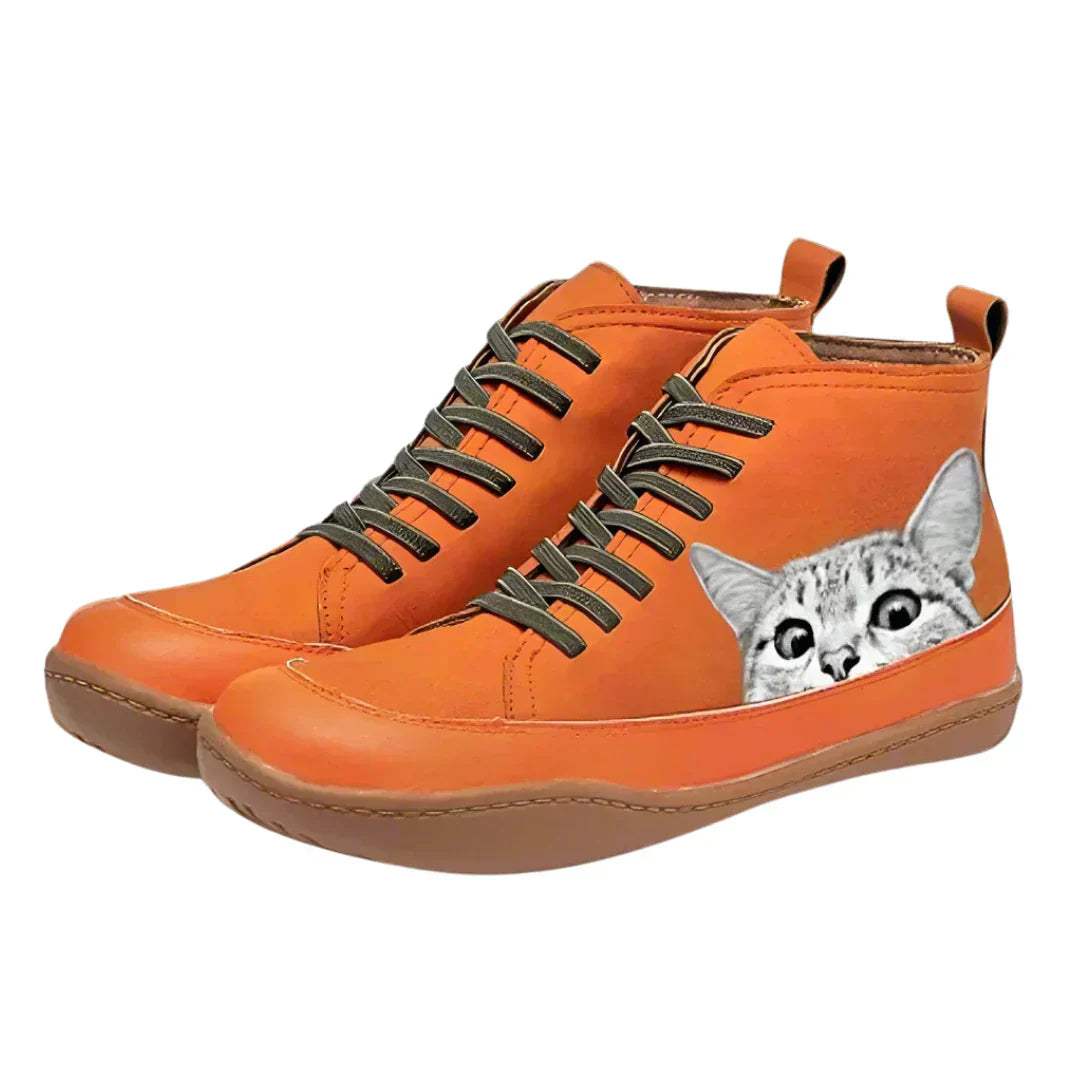 Caius | Cat-patterned leather ankle boots