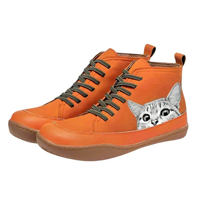 Caius | Cat-patterned leather ankle boots