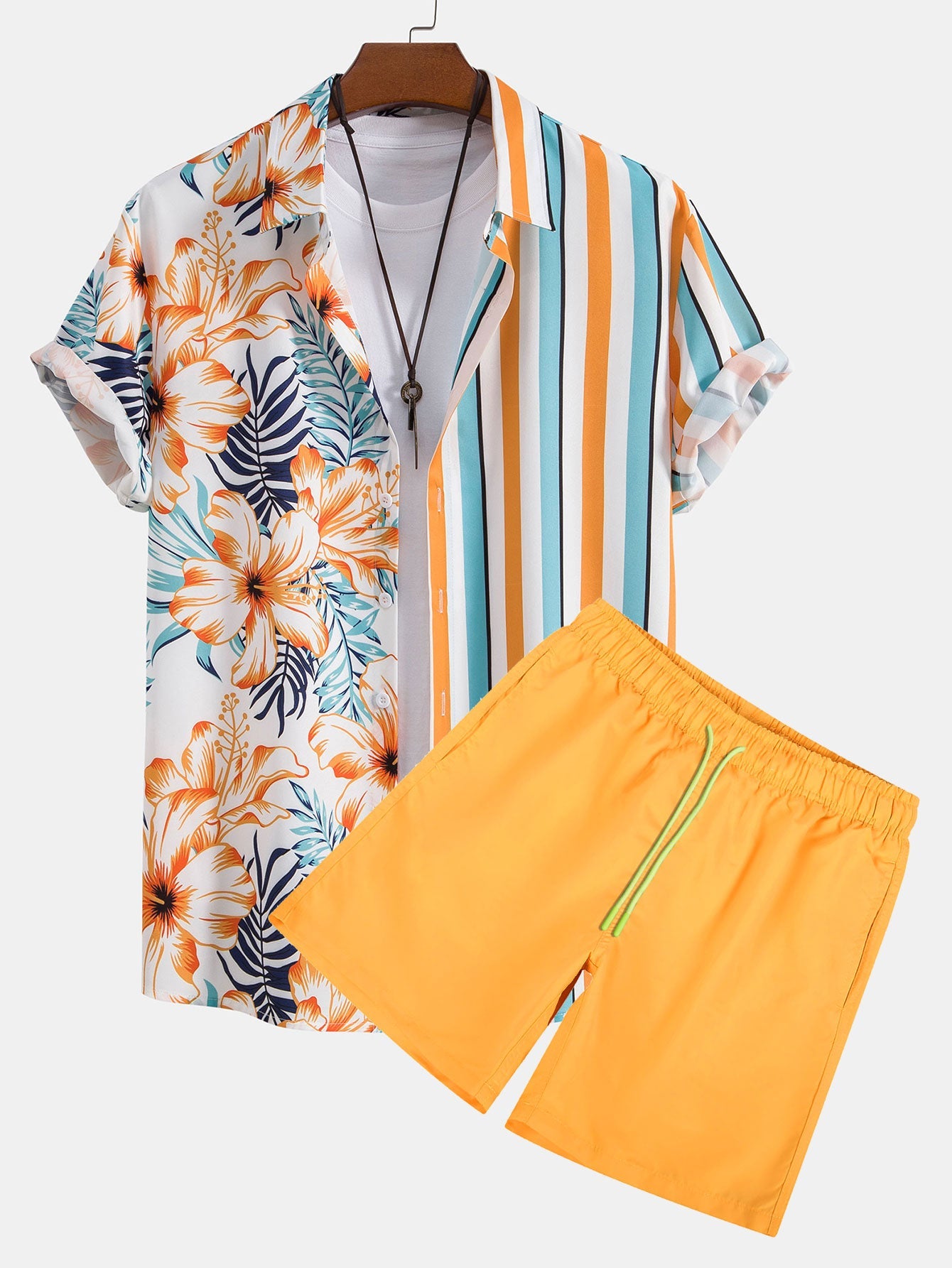Morris® | Tropical Stripe Panel Shirt & Swim Shorts
