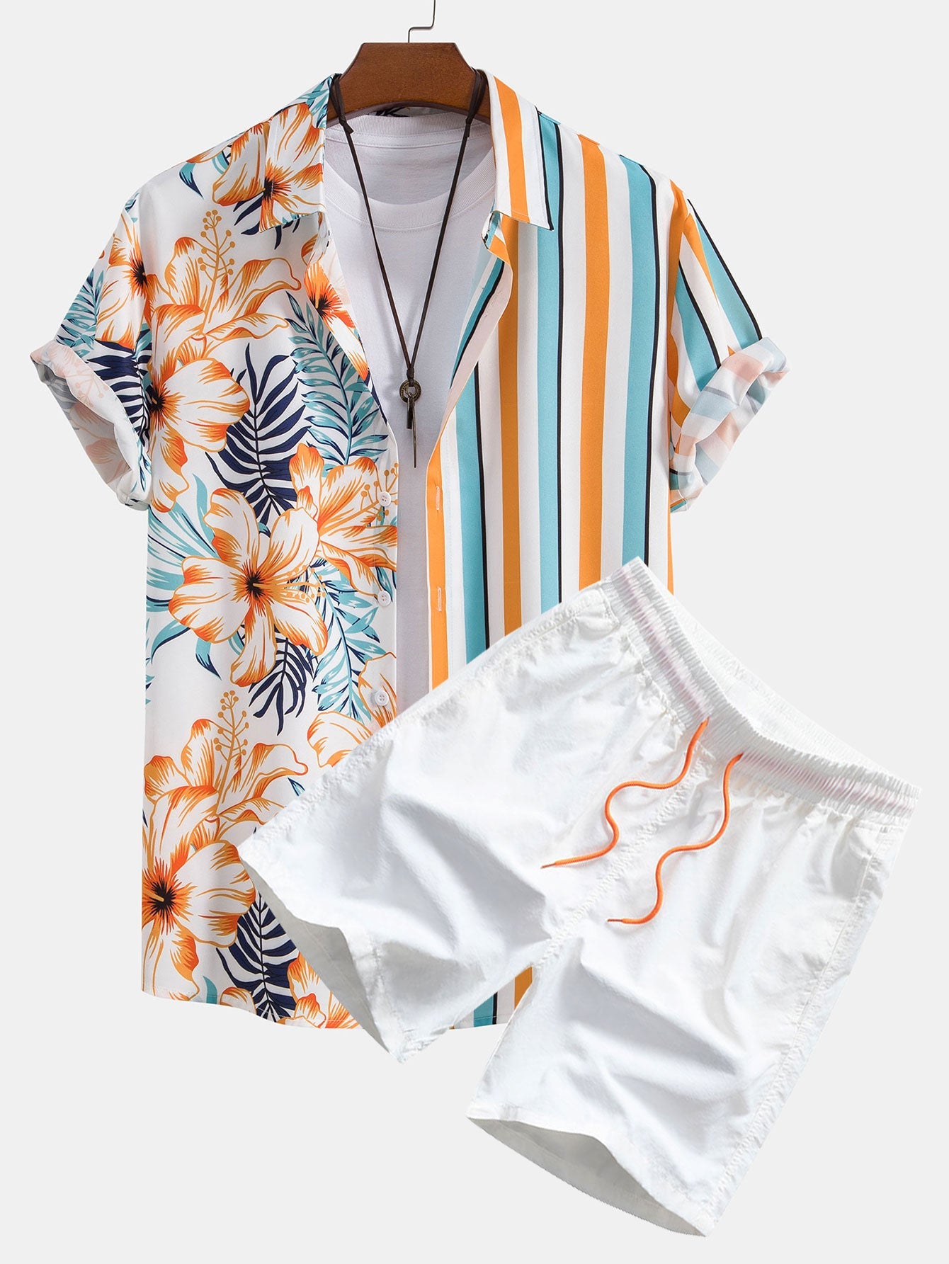 Morris® | Tropical Stripe Panel Shirt & Swim Shorts