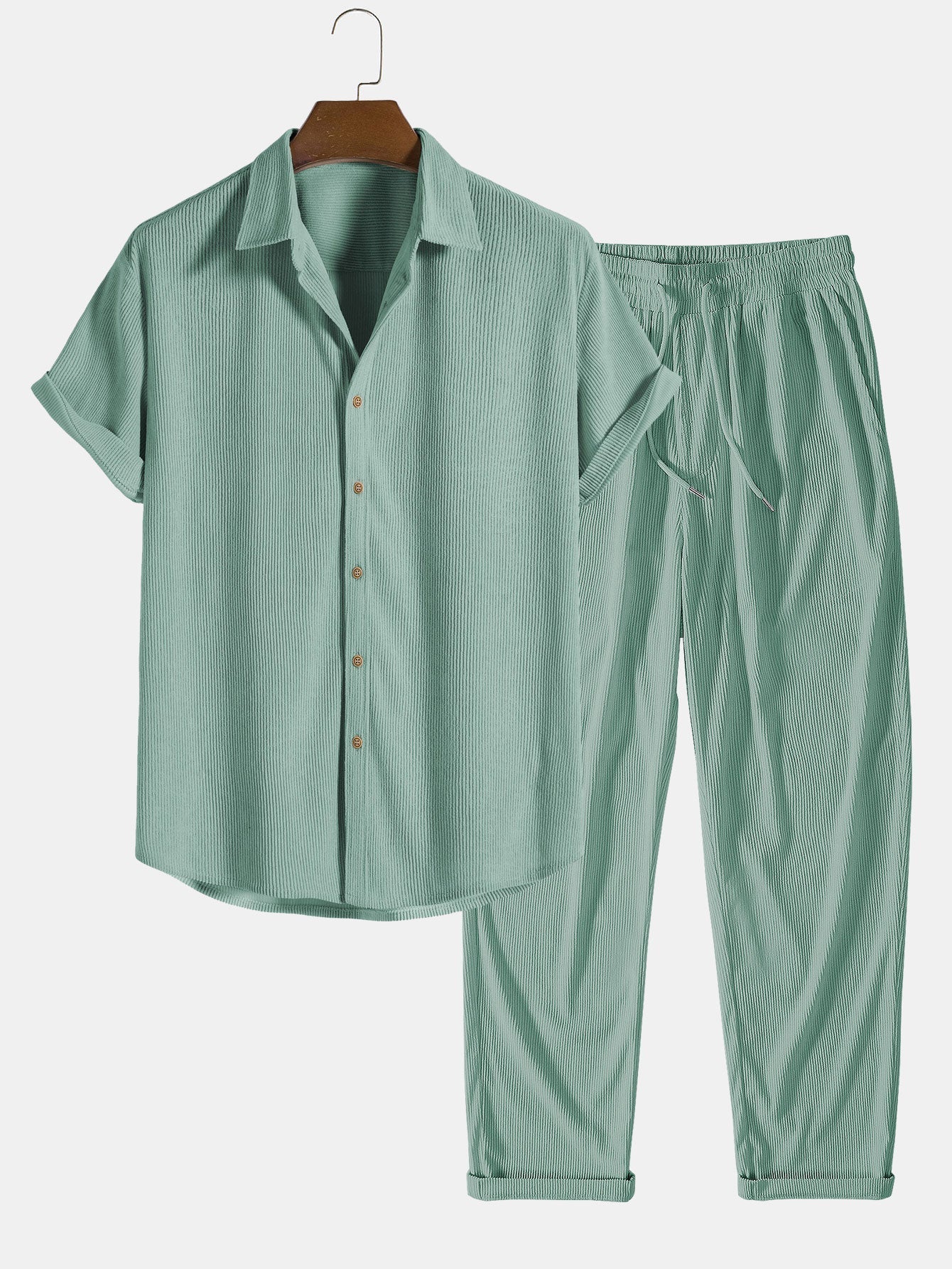 Bernardo® | Corduroy Button Up Short Sleeved Shirt & Straight Leg Corduroy Pants