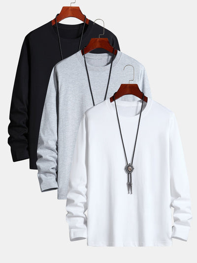 Adaniel® | 3 Pieces Basic Long Sleeve Cotton T-Shirt