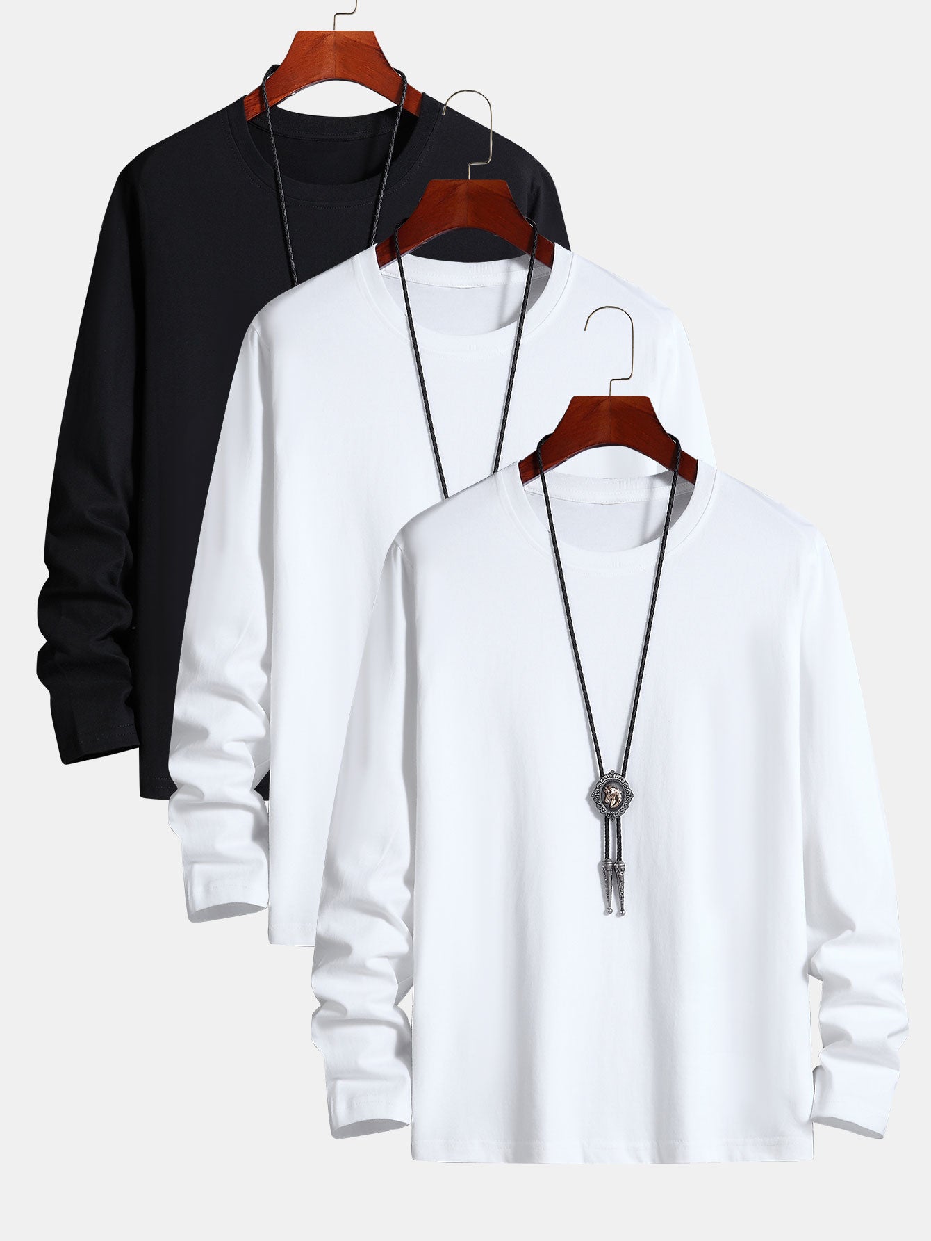 Adaniel® | 3 Pieces Basic Long Sleeve Cotton T-Shirt