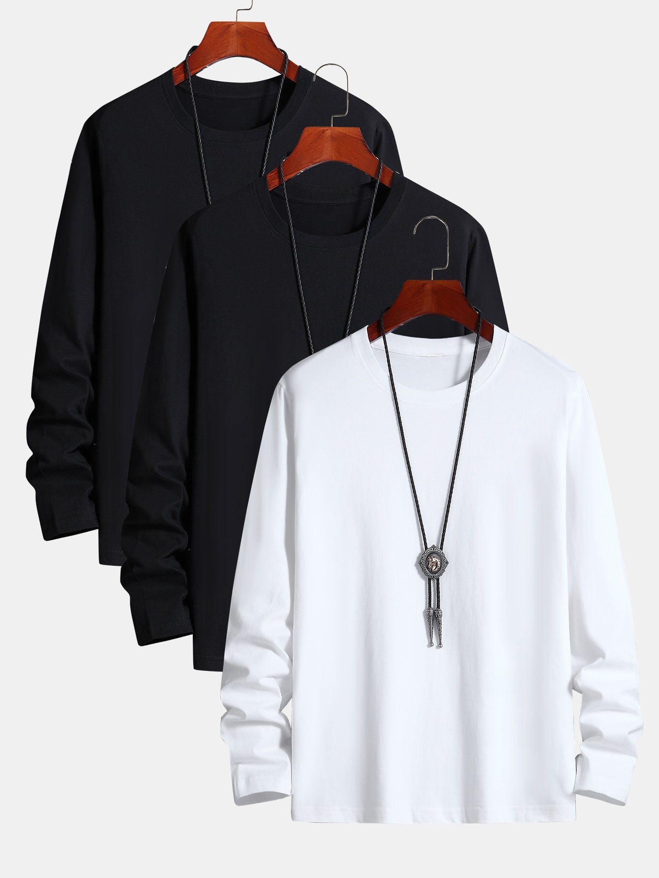 Adaniel® | 3 Pieces Basic Long Sleeve Cotton T-Shirt
