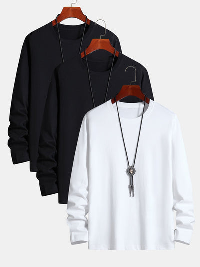 Adaniel® | 3 Pieces Basic Long Sleeve Cotton T-Shirt