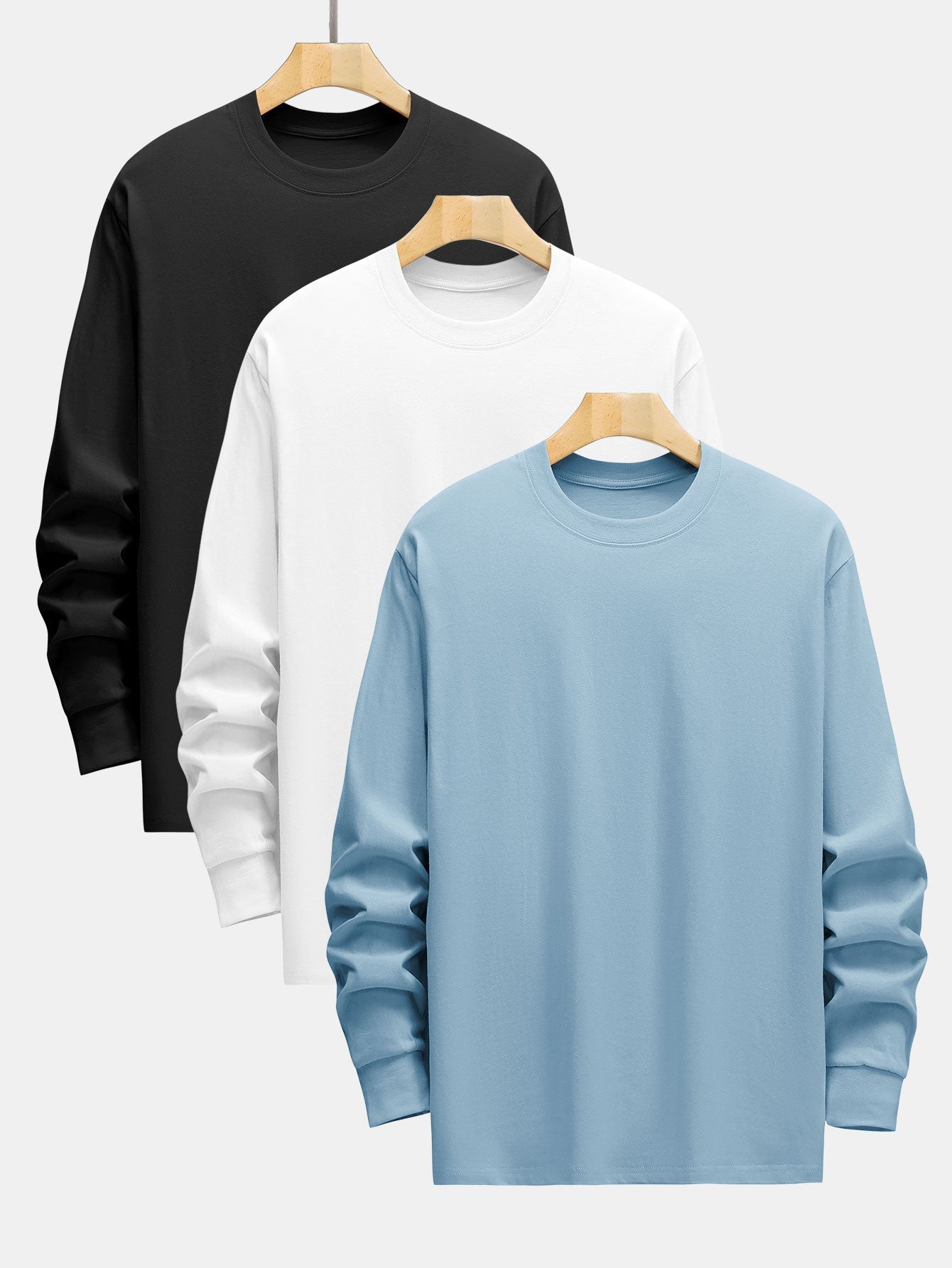 Adelard® | 3 Pieces Basic Long Sleeve Heavy Weight T-Shirts