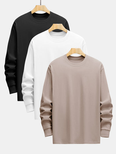 Adelard® | 3 Pieces Basic Long Sleeve Heavy Weight T-Shirts