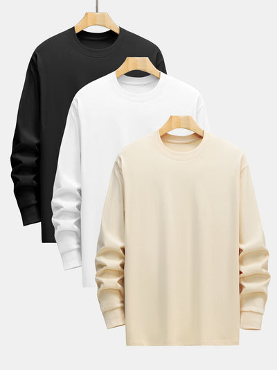 Adelard® | 3 Pieces Basic Long Sleeve Heavy Weight T-Shirts