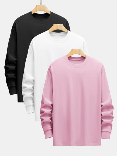 Adelard® | 3 Pieces Basic Long Sleeve Heavy Weight T-Shirts