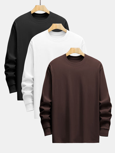Adelard® | 3 Pieces Basic Long Sleeve Heavy Weight T-Shirts