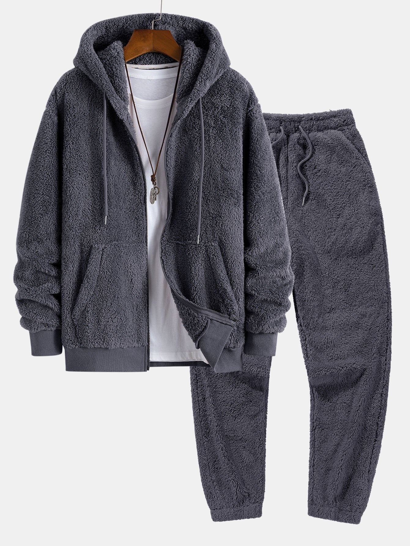 Jerry® | Teddy Zip Up Hooded Coat & Teddy Jogger Pants