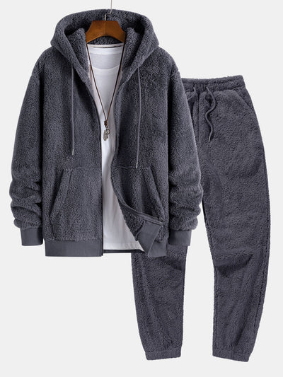 Jerry® | Teddy Zip Up Hooded Coat & Teddy Jogger Pants