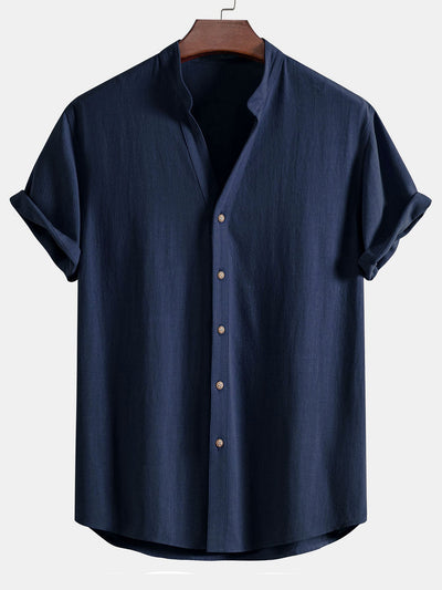 Dominic® | Short Sleeve V Neck Linen Rayon Blend Shirt
