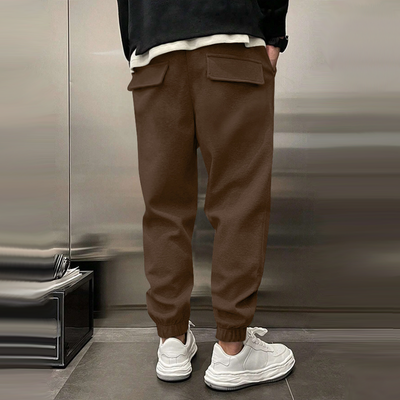 Men's Solid Plush Loose Elastic Waist Casual Sports Pants