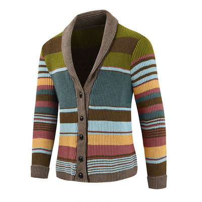 Men's Colorblock Lapel Sweater Jacket