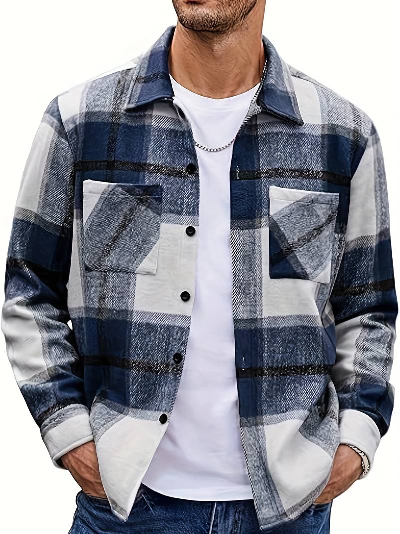 Lucy® | Long Sleeve Button-Down Shirt With Check Pattern For Men