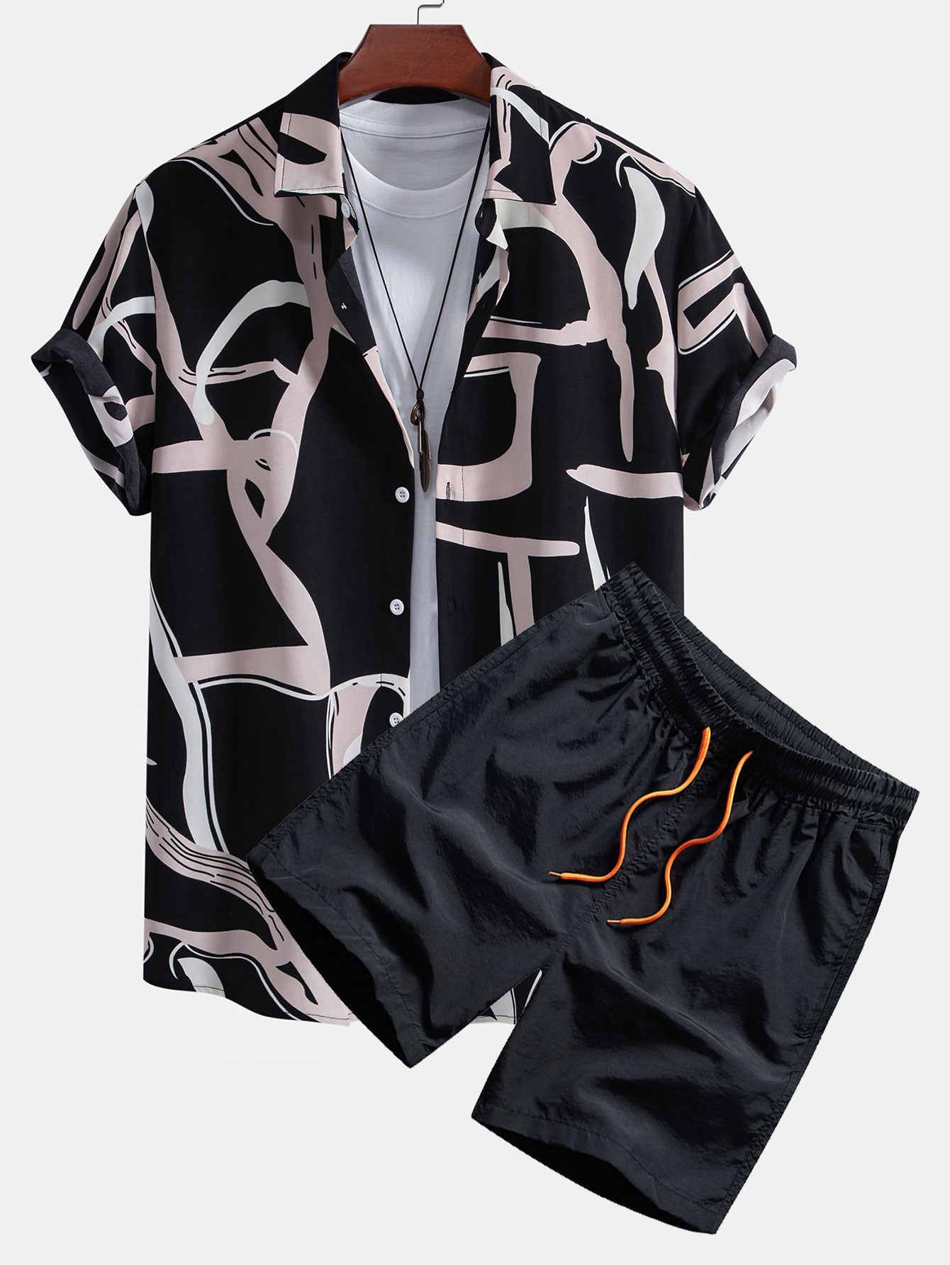 Armando® | Abstract Print Button Up Shirt & Swim Shorts