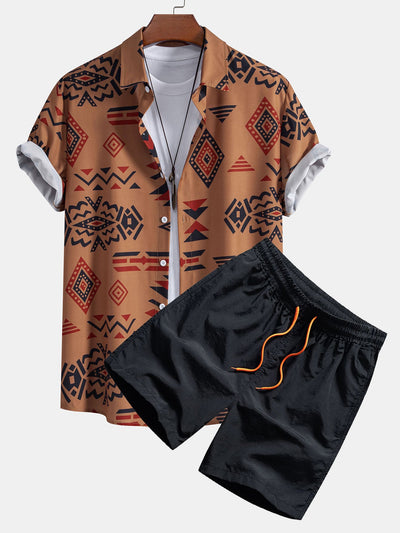 Máximo® | Aztec Geometric Print Shirt & Swim Shorts