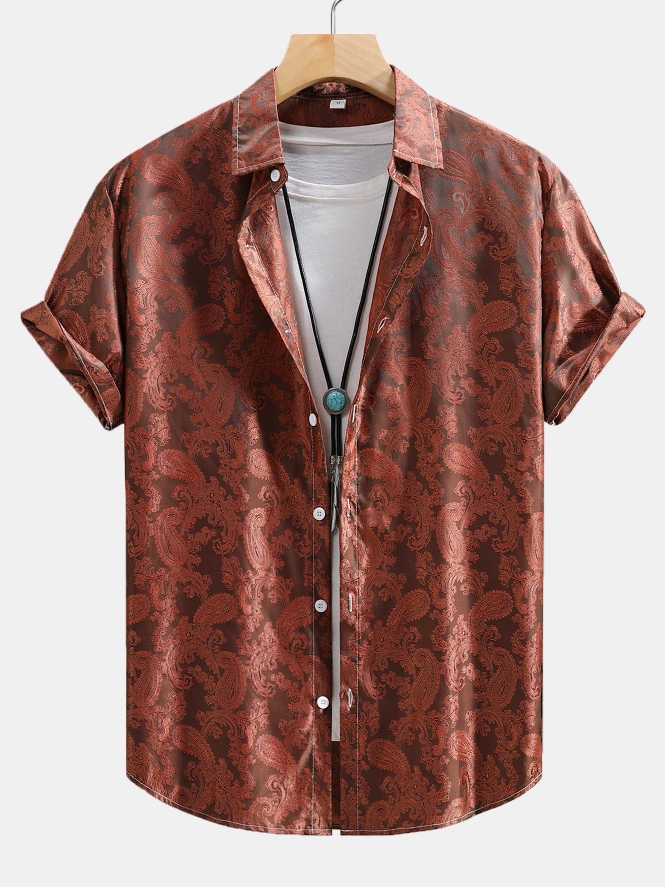 Amalio® | Paisley Print Satin Shirt
