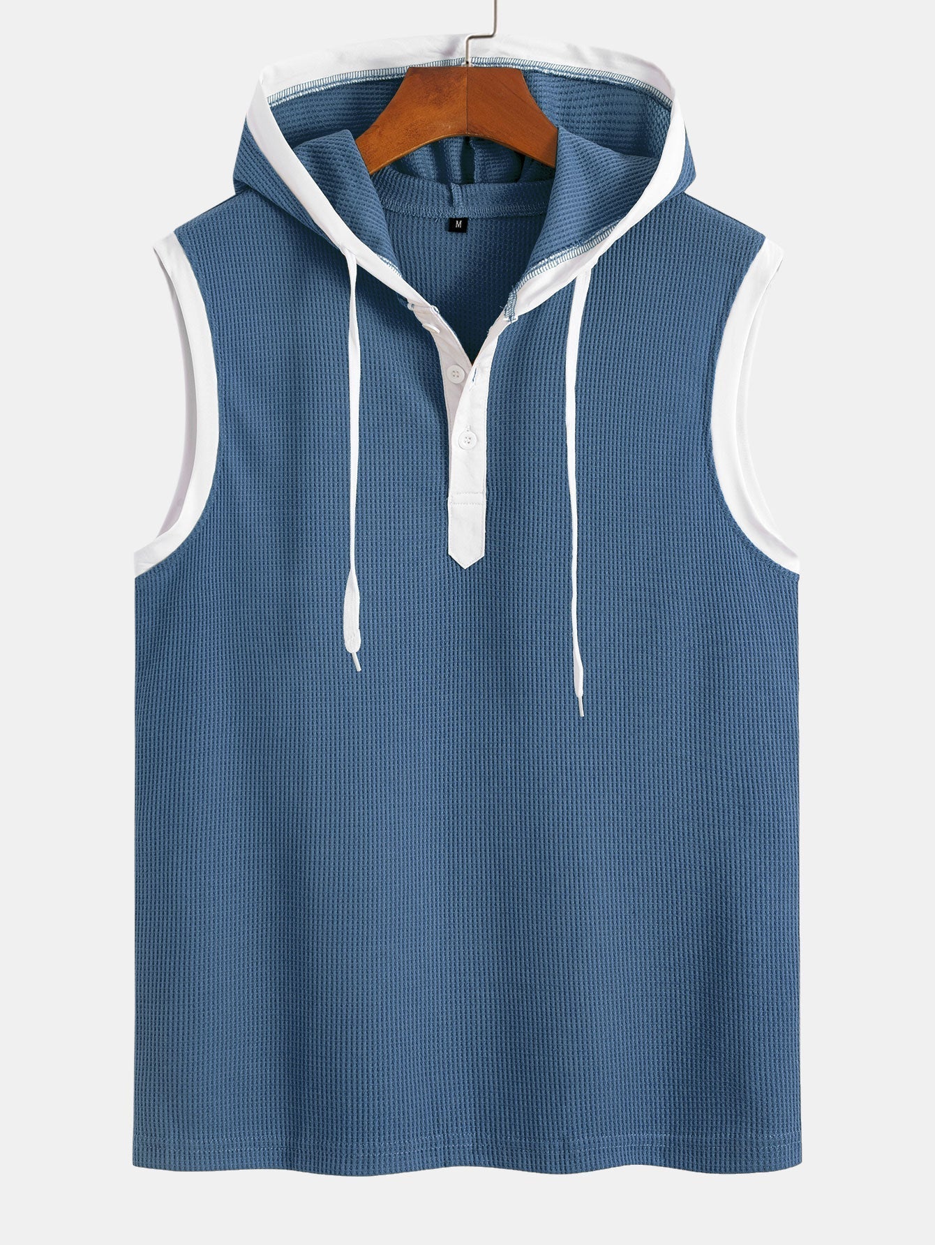 Edmundo® | Contrast Waffle Half Open Hooded Vest