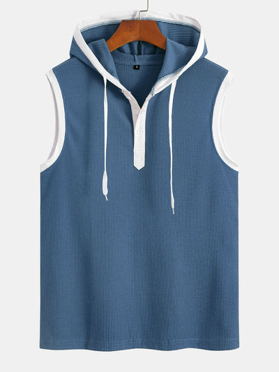 Edmundo® | Contrast Waffle Half Open Hooded Vest