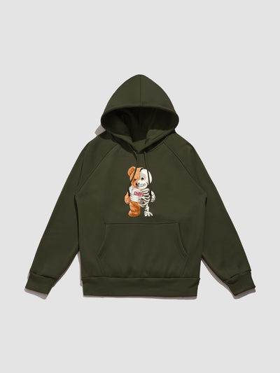Zavier | Skeleton Bear Print Hoodie