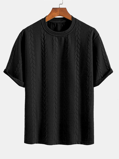 Heraclio® | Relax Fit Mid-Length Sleeve Twist Jacquard T-Shirt & Shorts