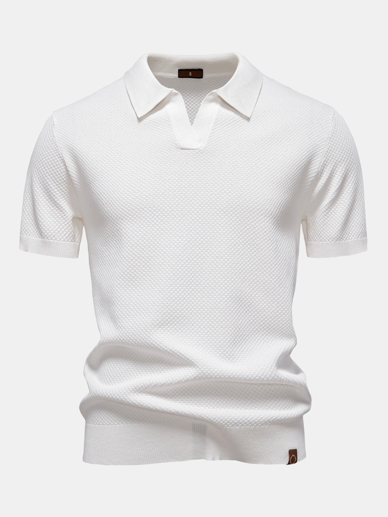 Elton® | Pineapple Texture Knit V Neck Polo