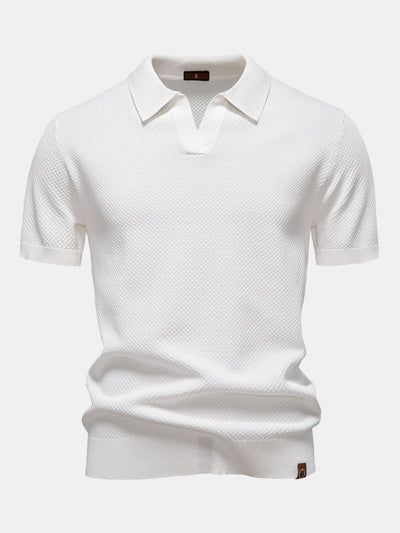 Elton® | Pineapple Texture Knit V Neck Polo
