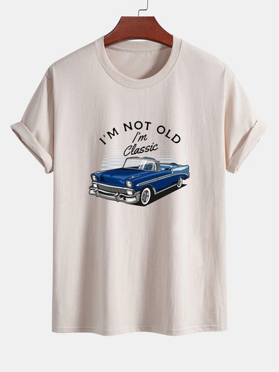 Mencio® | Car Slogan Print Cotton T-Shirt