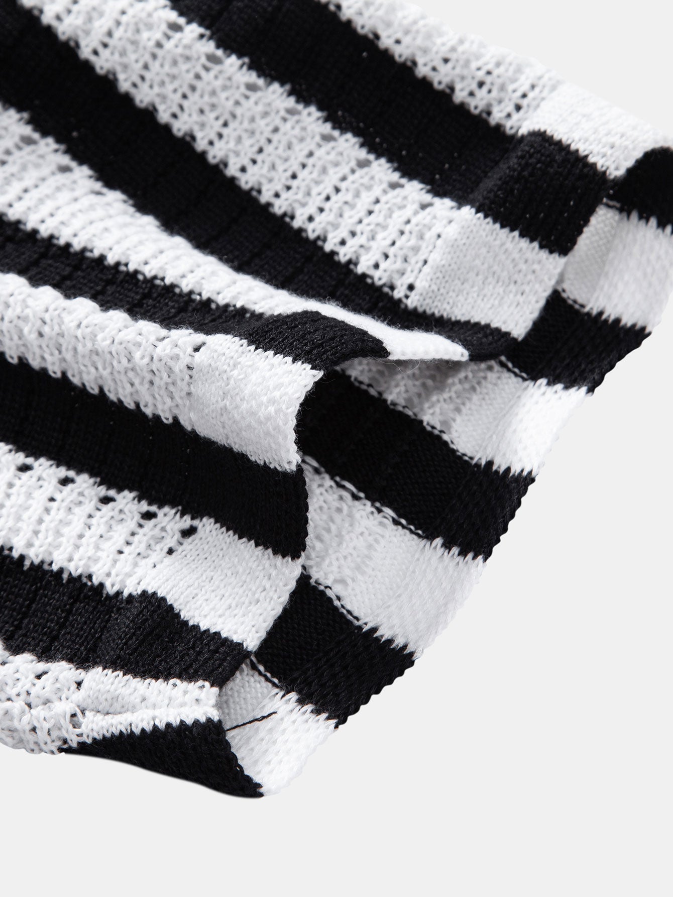 hola CROCHET STRIPED GRADIENT SHOULDER SHIRT & STRAIGHT LEG LINEN PANTS