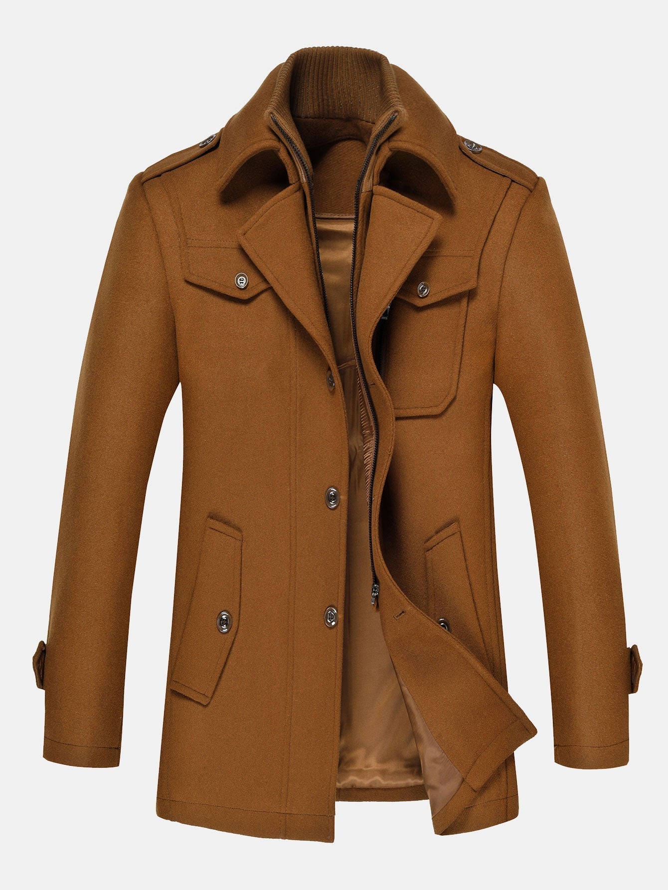 Rowan | Double Layer Detachable Neck Woolen Coat