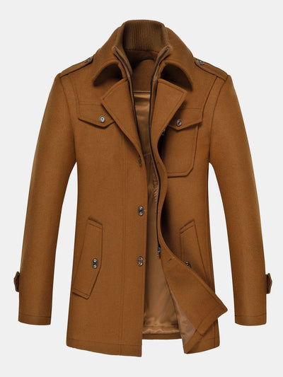 Rowan | Double Layer Detachable Neck Woolen Coat