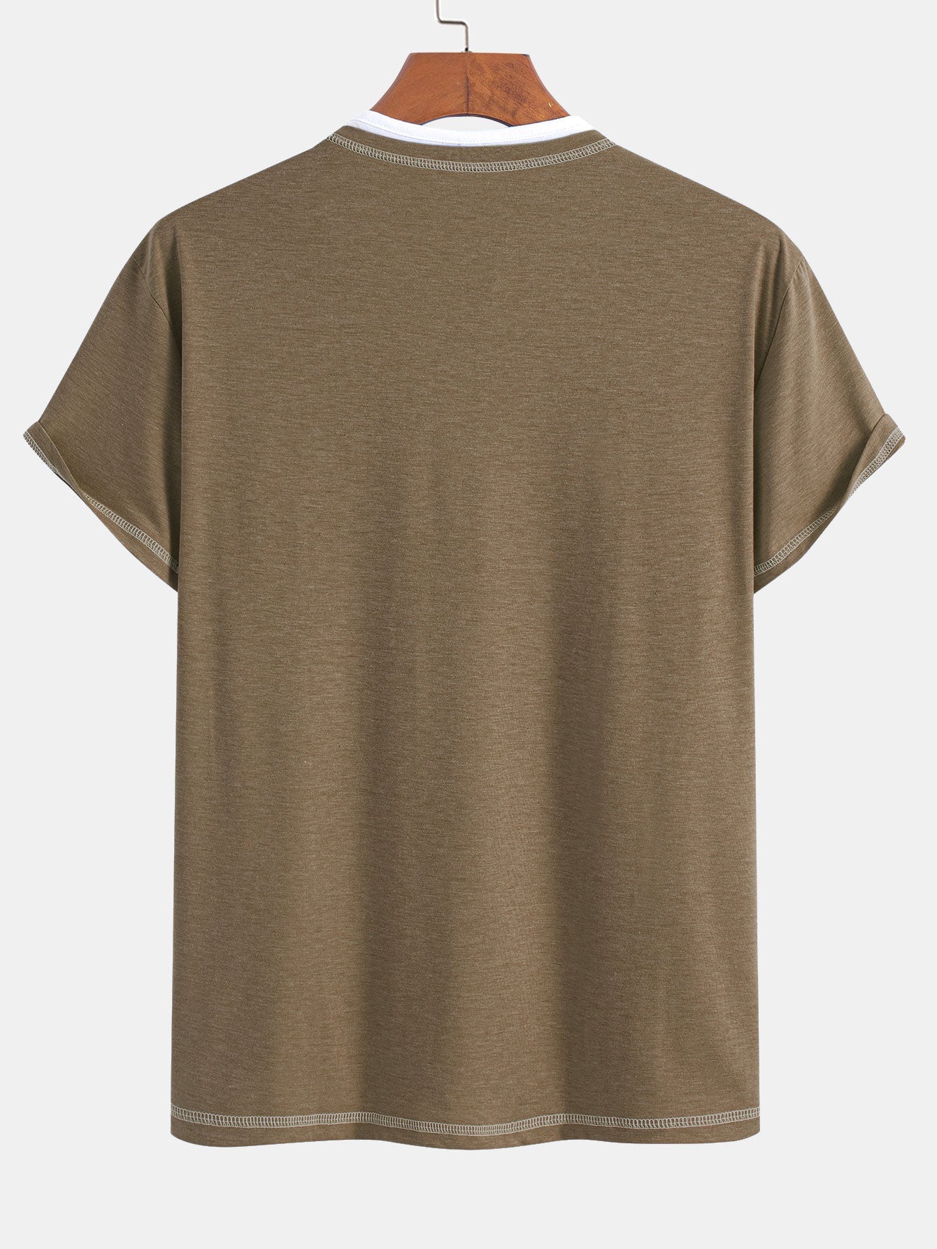William® | 2-in-1 Notched Collar Contrast Stitching T-Shirt